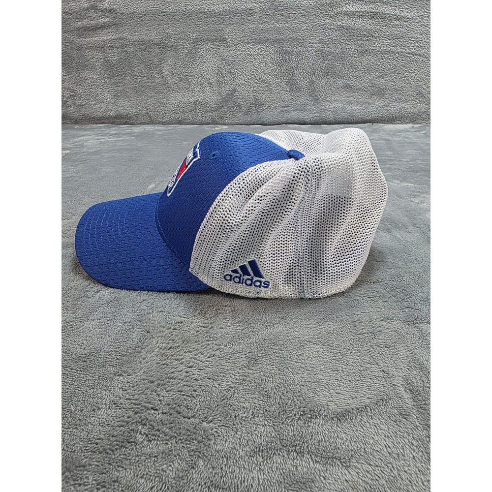 Adidas New York Rangers NHL Trucker Hat Blue White Mesh Stretch Fit Cap S/M - Picture 2 of 7